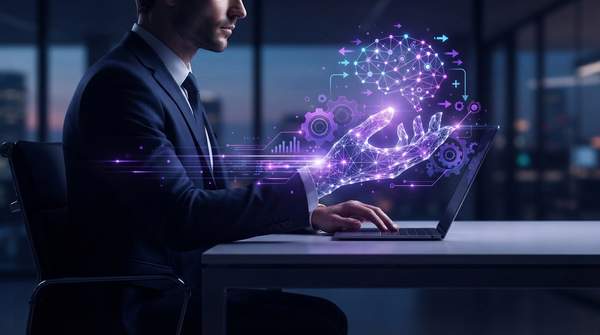 Editorial illustration for AI as a Strategic Ally in Mid-Market Interim Management: A Four-Stage Framework