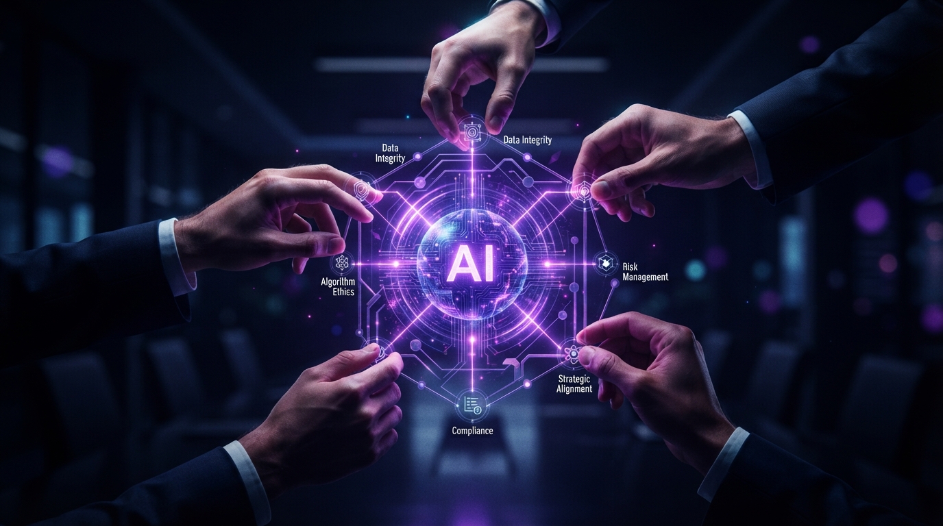 Editorial illustration for Board Oversight of Enterprise AI: Five Governance Domains and the Questions Directors Should Ask