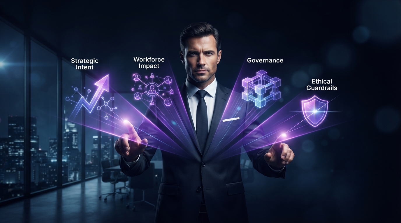 Editorial illustration for Four Areas Where C-Suite Leaders Must Get Transparent About AI — Before Stakeholders Fill the Silence